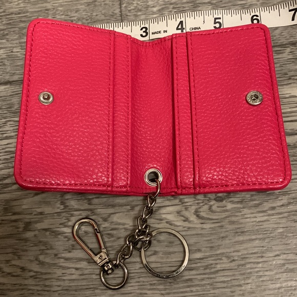 STEVE MADDEN Pink genuine leather embossed Wallet Silver snap keychain organizer - Picture 11 of 16